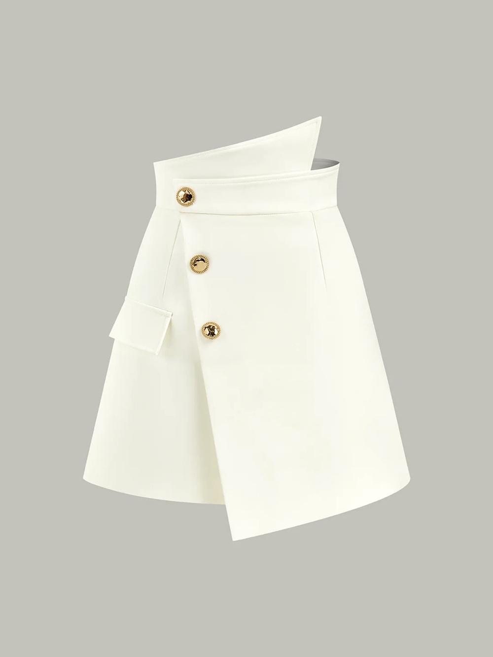 NWT Commense Asymmetric Metal Button Decor Pocket Mini Skort Size L